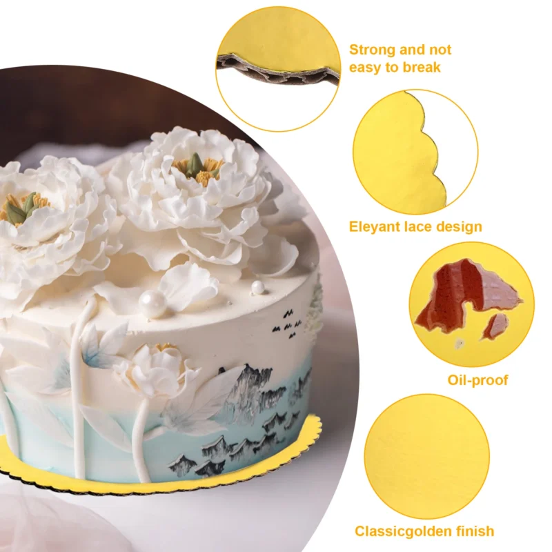Gold Cake Board 10 Inch Round, Disposable Cake Plates for Cake Decorating, Party Supplies, Send Goods from Local Warehouse - Image 3