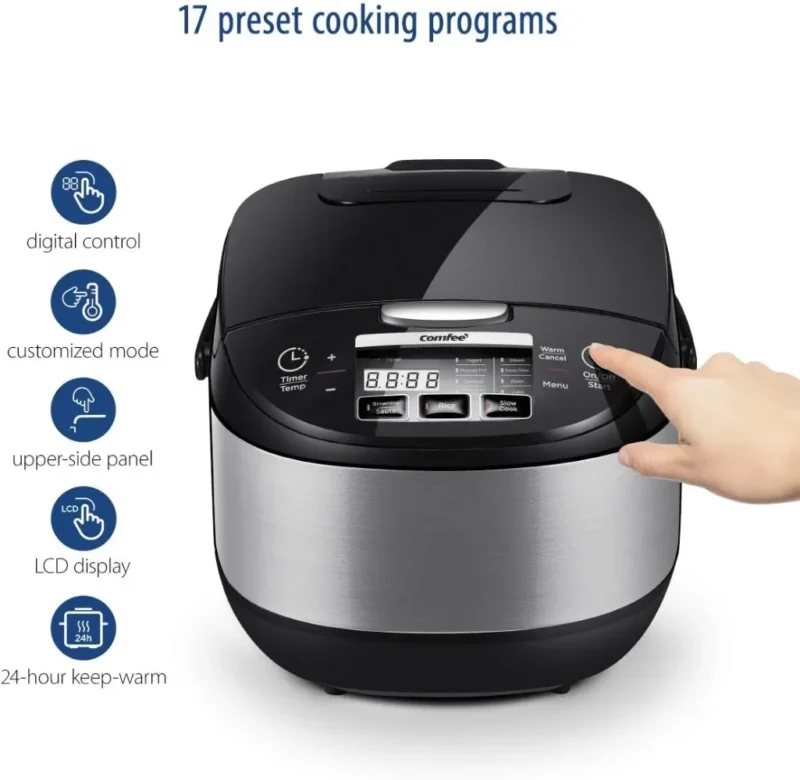 COMFEE' Rice Cooker, Japanese Large Rice Cooker with Fuzzy Logic Technology, 11 Presets, 10 Cup Uncooked/20 Cup Cooked - Image 6